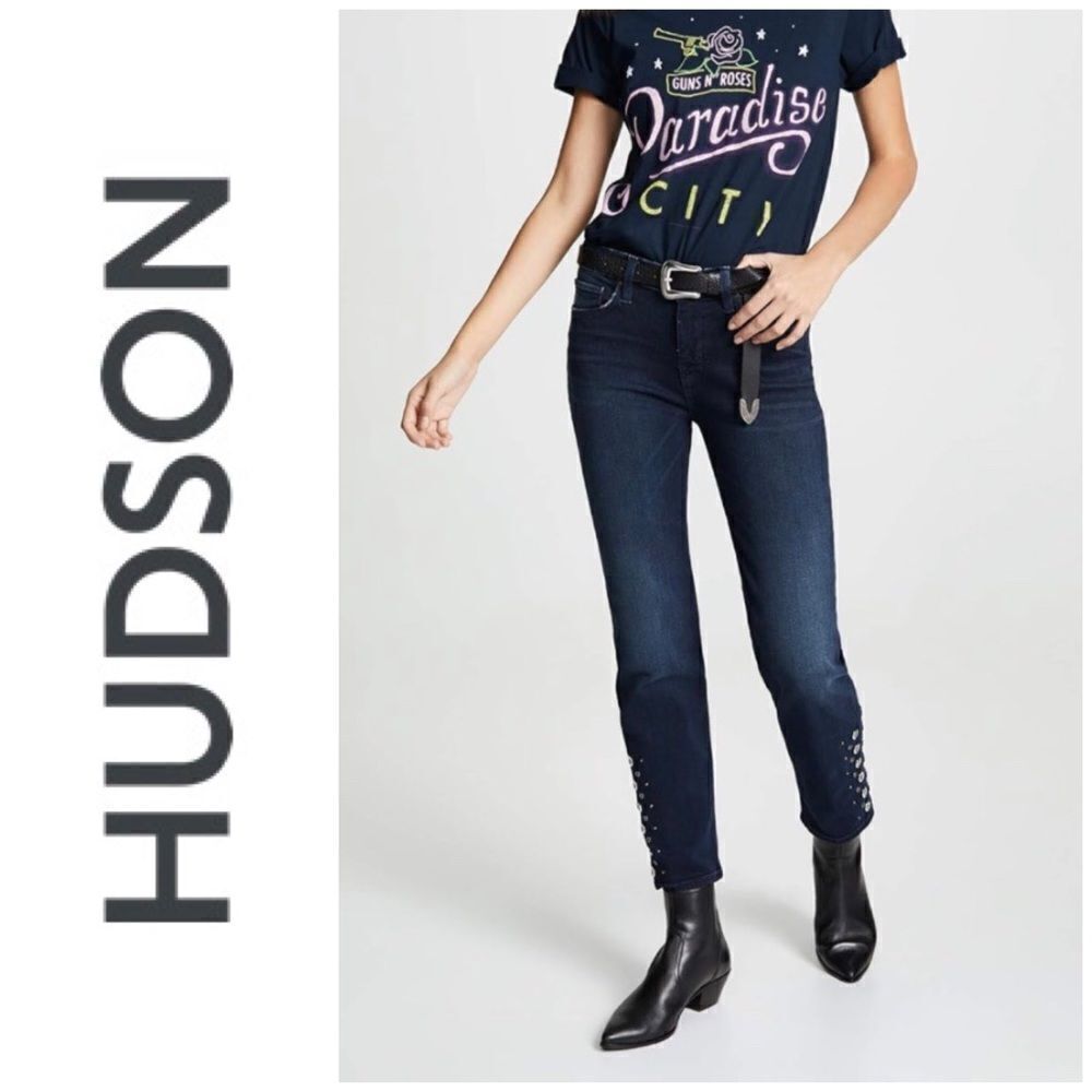 HUDSON - NWT - Sz 26 "Nico" Midrise Cigarette Jean/Grommet Detail in After Night